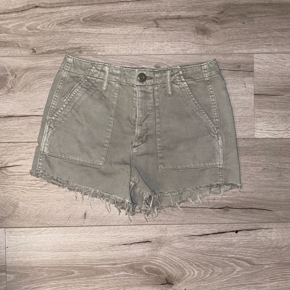 Green jean shorts